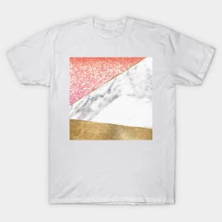 Arty rose gold glitter marble T-Shirt